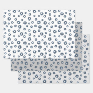 Blue winter snowflakes wrapping paper sheet