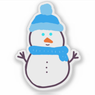 Blue Winter Snowman 