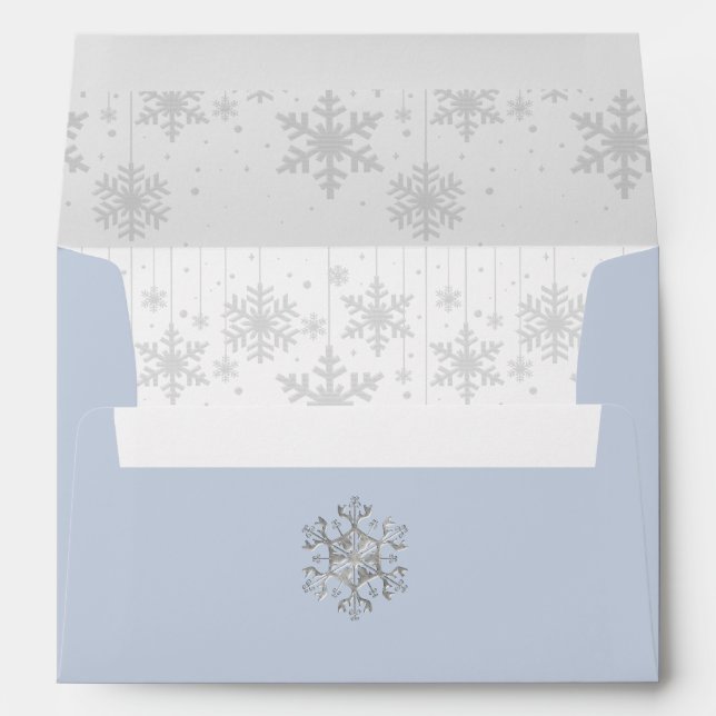 Blue Winter SnowWedding Invitation Envelope (Back (Bottom))