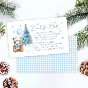 Blue Winter Teddy Bear Book for Baby Shower Cards