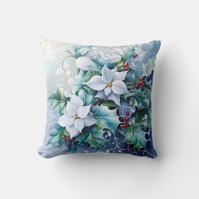 Blue Winter Throw Pillow (Front)