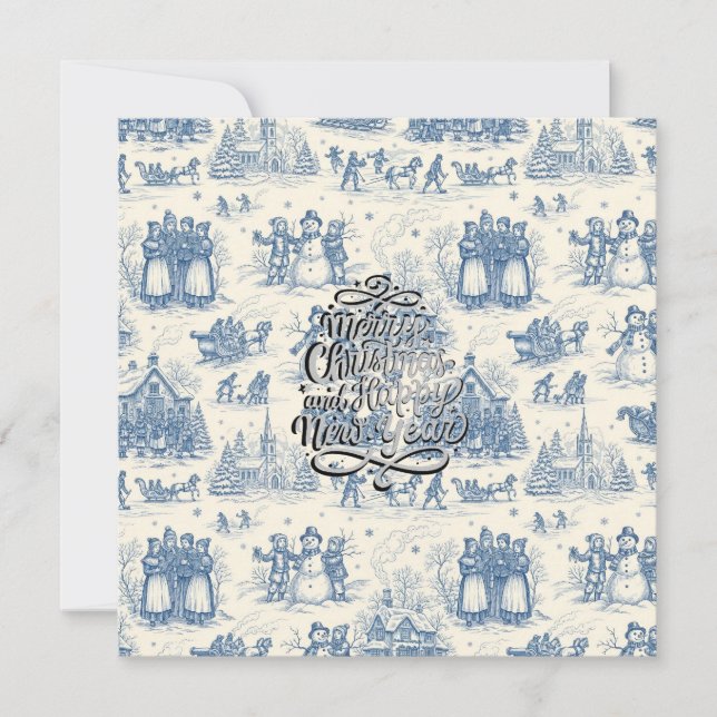 Blue Winter Toile Chinoiserie Card (Front)