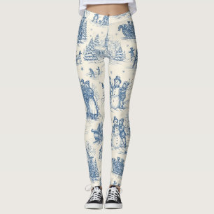Blue Winter Toile Chinoiserie Leggings