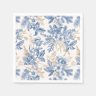 Blue Winter Vintage Flower Pattern Napkin