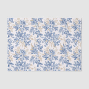 Blue Winter Vintage Flower Pattern Tissue Paper