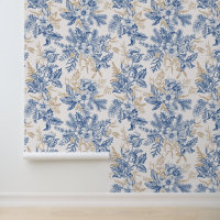 Blue Winter Vintage Flower Pattern