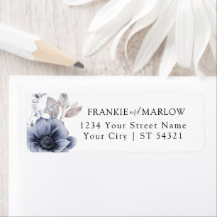 Blue Winter Watercolor Floral Return Address