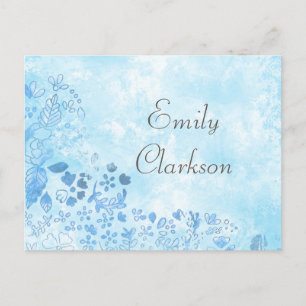 Blue Winter Watercolor style Postcard