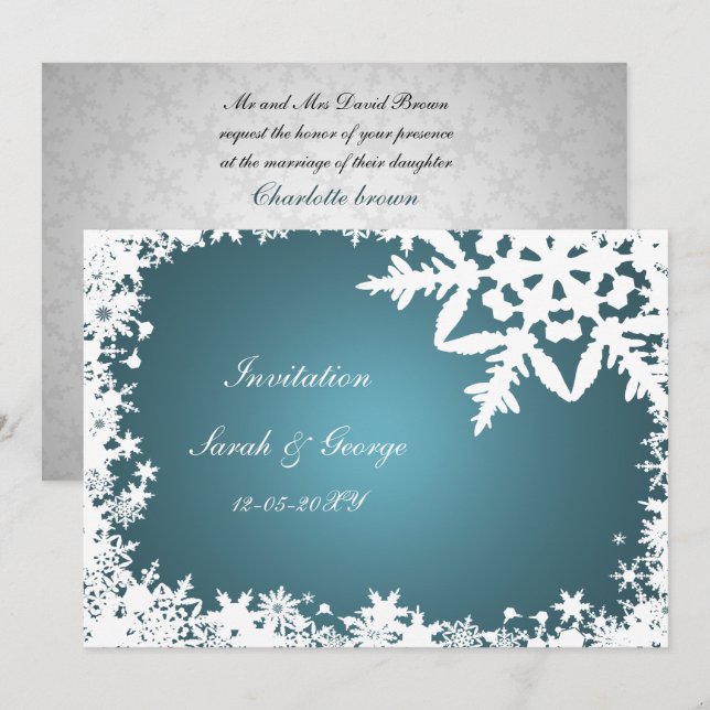 blue winter wedding Invitation cards (Front/Back)