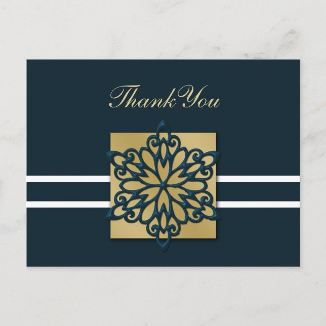 blue winter wedding Thank You Postcard (Front)