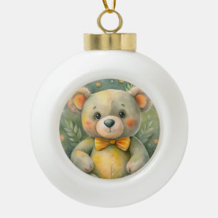 Blue Winter with Deers Ceramic Ball Christmas Ornament