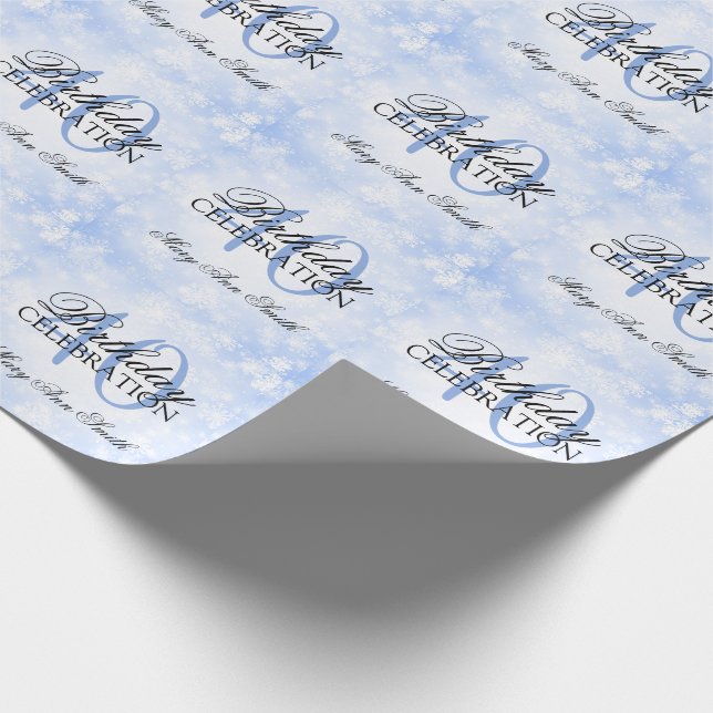 Blue Winter Wonderland 40th Birthday Party Wrapping Paper (Corner)