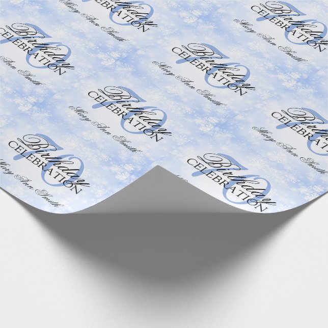 Blue Winter Wonderland 70th Birthday Party Wrapping Paper (Corner)