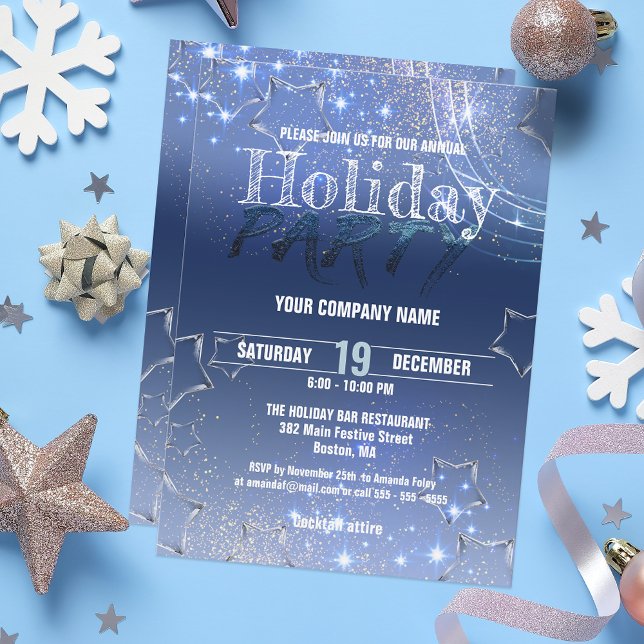 Blue Winter Wonderland Business Christmas Party Invitation (Creator Uploaded)