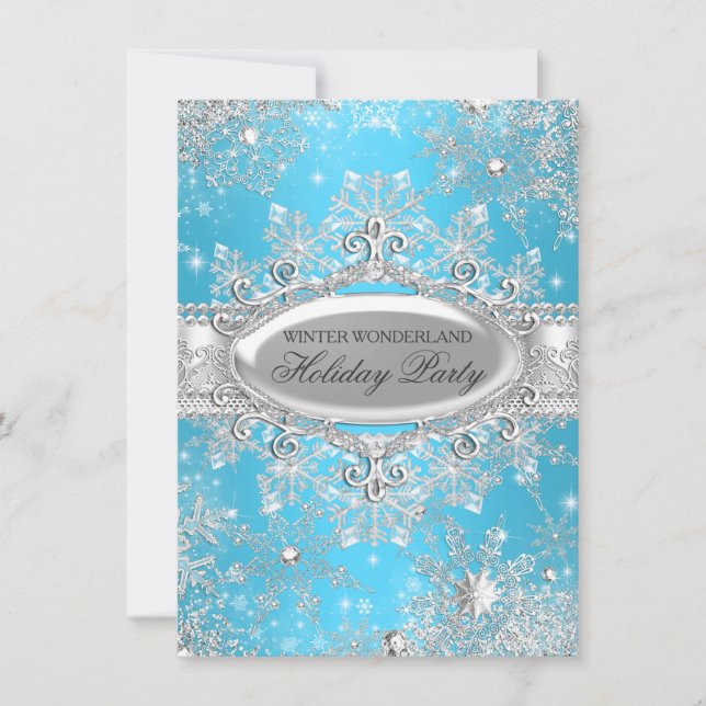 Blue Winter Wonderland Christmas Holiday Party Invitation (Front)