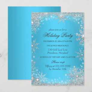 Blue Winter Wonderland Christmas Holiday Party Invitation
