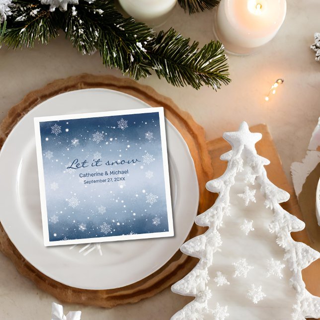 Blue Winter Wonderland Christmas Wedding  Napkin (Creator Uploaded)