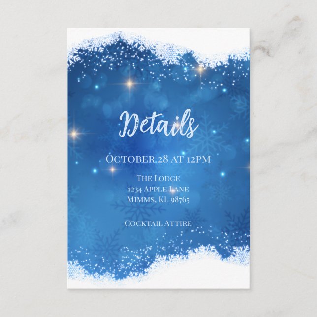 Blue Winter Wonderland Details Card | Snowflakes (Front)