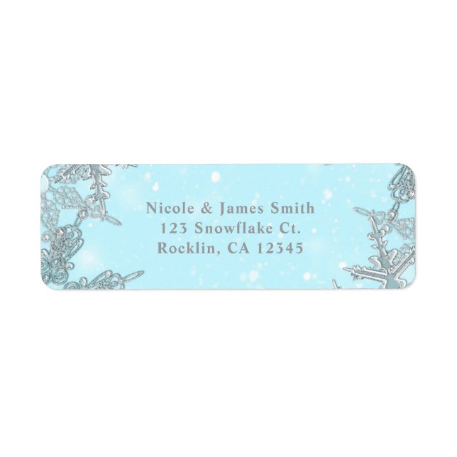 Blue Winter Wonderland Elegant Snowflakes Wedding (Front)