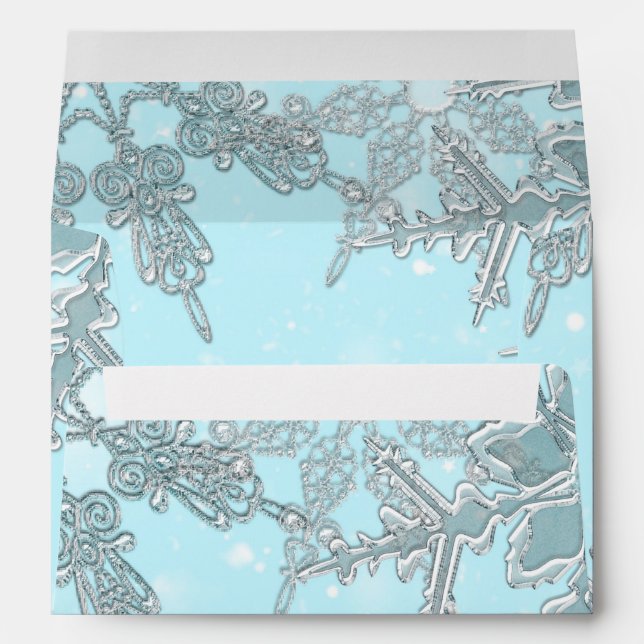 Blue Winter Wonderland Elegant Snowflakes Wedding Envelopes (Back (Bottom))