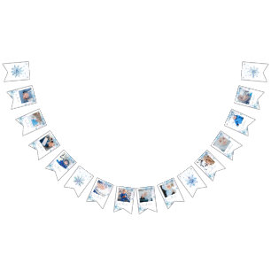 Blue Winter Wonderland photo bunting banner
