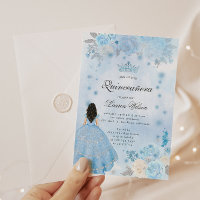 Blue Winter Wonderland Quinceanera Invitation