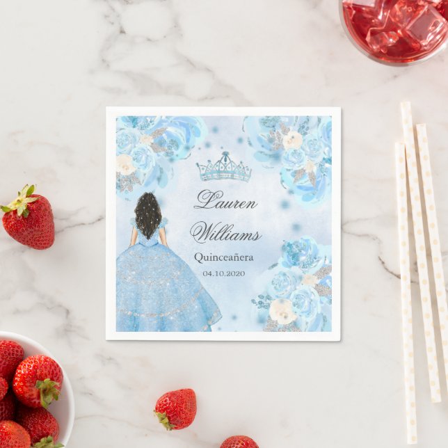 Blue Winter Wonderland Quinceanera Party  Napkin (Insitu)