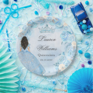 Blue Winter Wonderland Quinceanera Party  Paper Plate