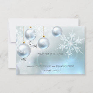 Blue Winter Wonderland Snow Scene RSVP Wedding Card