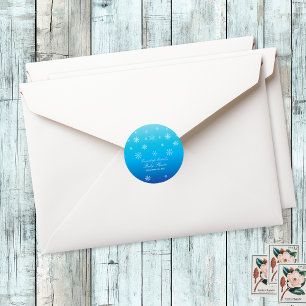 Blue Winter Wonderland Snowflake Baby Shower Favou Classic Round Sticker