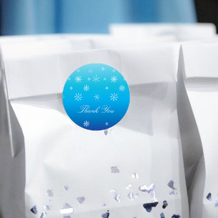 Blue Winter Wonderland Snowflake Baby Thank You Classic Round Sticker