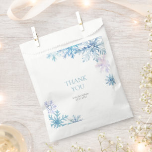 Blue Winter Wonderland Snowflake First Birthday Favour Bags