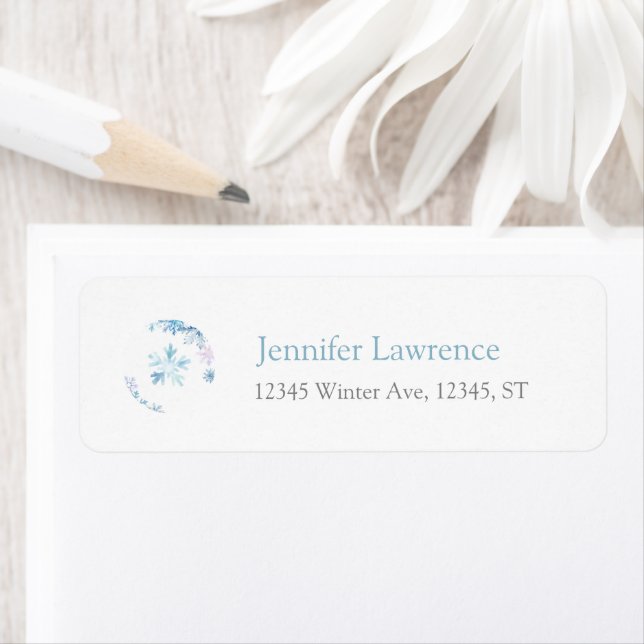 Blue Winter Wonderland Snowflake Return Address (Insitu)