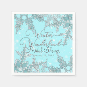 Blue Winter Wonderland Snowflakes Wedding Napkin