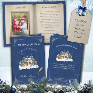 Blue Winter Wonderland Storybook Christmas Photo Holiday Card