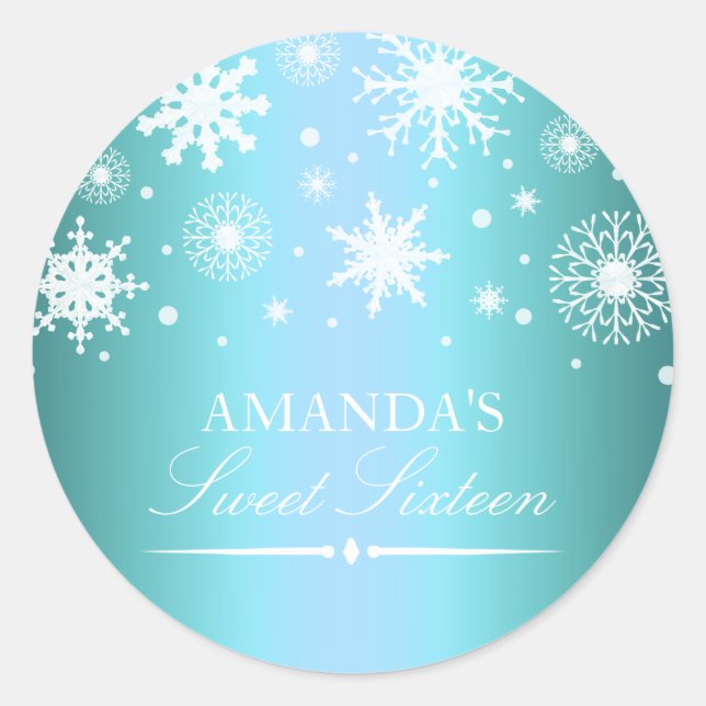 Blue Winter Wonderland Sweet 16 Sticker (Front)