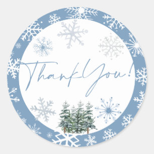 Blue Winter Wonderland Thank You Sticker