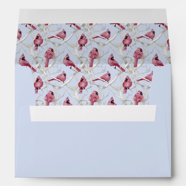 Blue Winter Woodland Christmas Cardinal Bird Envelope (Back (Bottom))