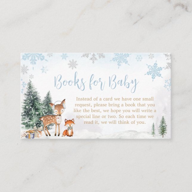 Blue Winter Woodland Truck Books for Baby Enclosure Card (Front)