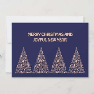 Blue wish card New Year with tree Christmas