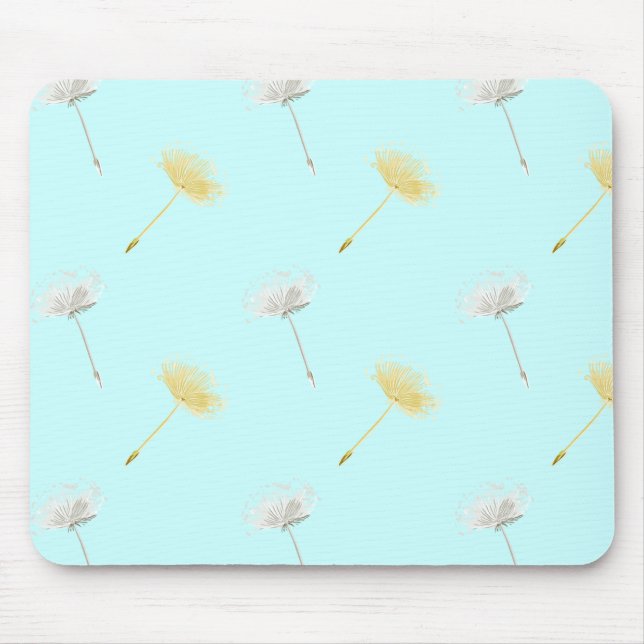 Blue Wishes Dandelion Flowers Mouse Mat (Front)