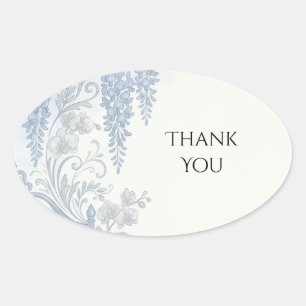 Blue Wisteria Vine Wedding Thank You Sticker