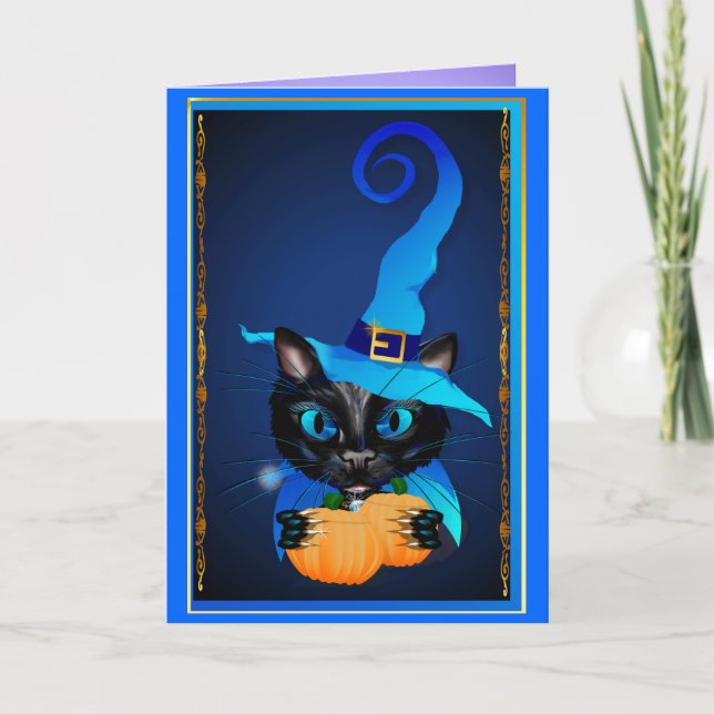 Blue Witch Kitty Card (Front)