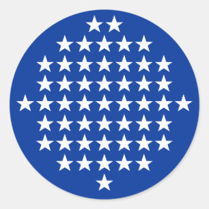 Blue with 50 White Stars American Flag Theme Classic Round Sticker