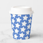 Blue with a White Stars Pattern Paper Cups<br><div class="desc">NewParkLane - Add a plash of fun to your summer party, baby shower, or kids birthday party, with these fun paper cups, with a fun pattern of big white stars against a blue background. The background colour can be easily changed to any colour you like.This colour is particularly suitable for...</div>