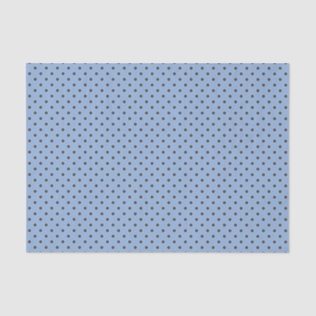 BLUE WITH CHOCOLATE BROWN POLKA DOTS TISSUE PAPER (Front)