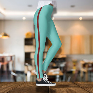 Blue with dark red stripe leggings