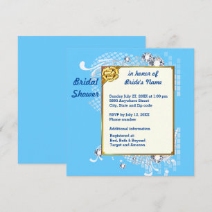 Blue with Frame Diamonds Bridal Shower Invitation