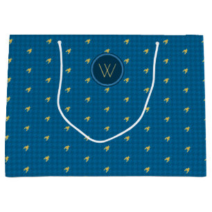 Blue with Gold Accent Houndstooth Gift Bag
