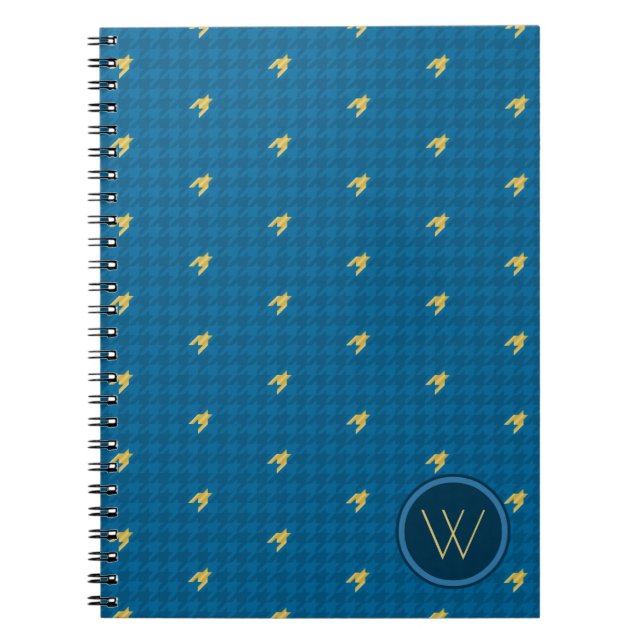 Blue with Gold Accent Houndstooth Notebook (Front)